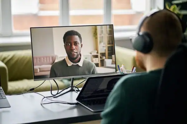 Man attending online mediation Hillingdon MIAMS session